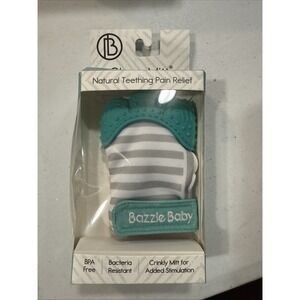 Bazzle Baby Chew Mitt‎ Crinkle Teether green and Gray NEW